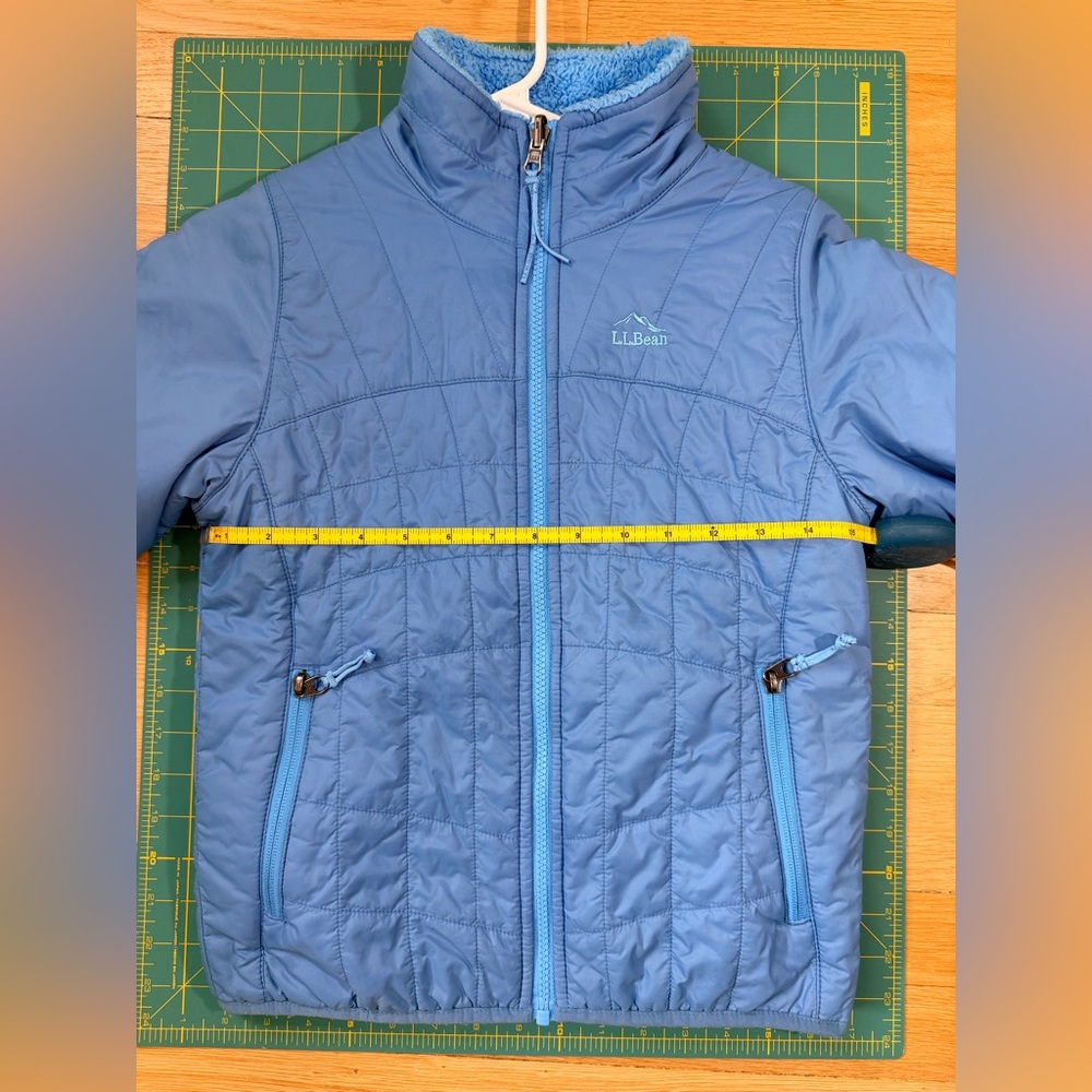 LL Bean Mountain Bound Reversible Jacket Chile Small (sz 8) Blue Softshell Fuzzy
